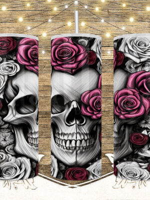 Skeleton and Roses Tumbler Design PNG