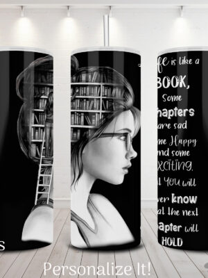 Book Library Girl-20 oz Skinny Tumbler